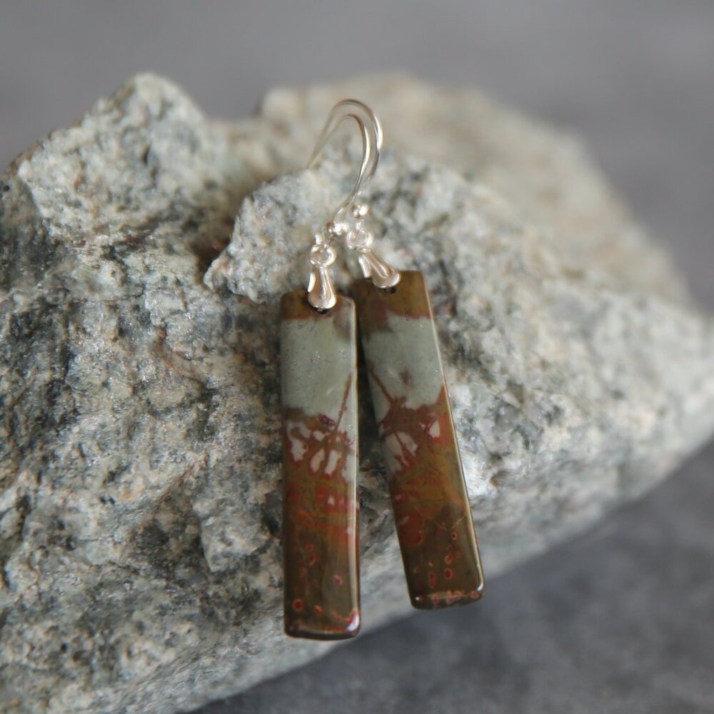 Red Creek Jasper Aka Multicolor Picasso Jasper and Sterling Earrings